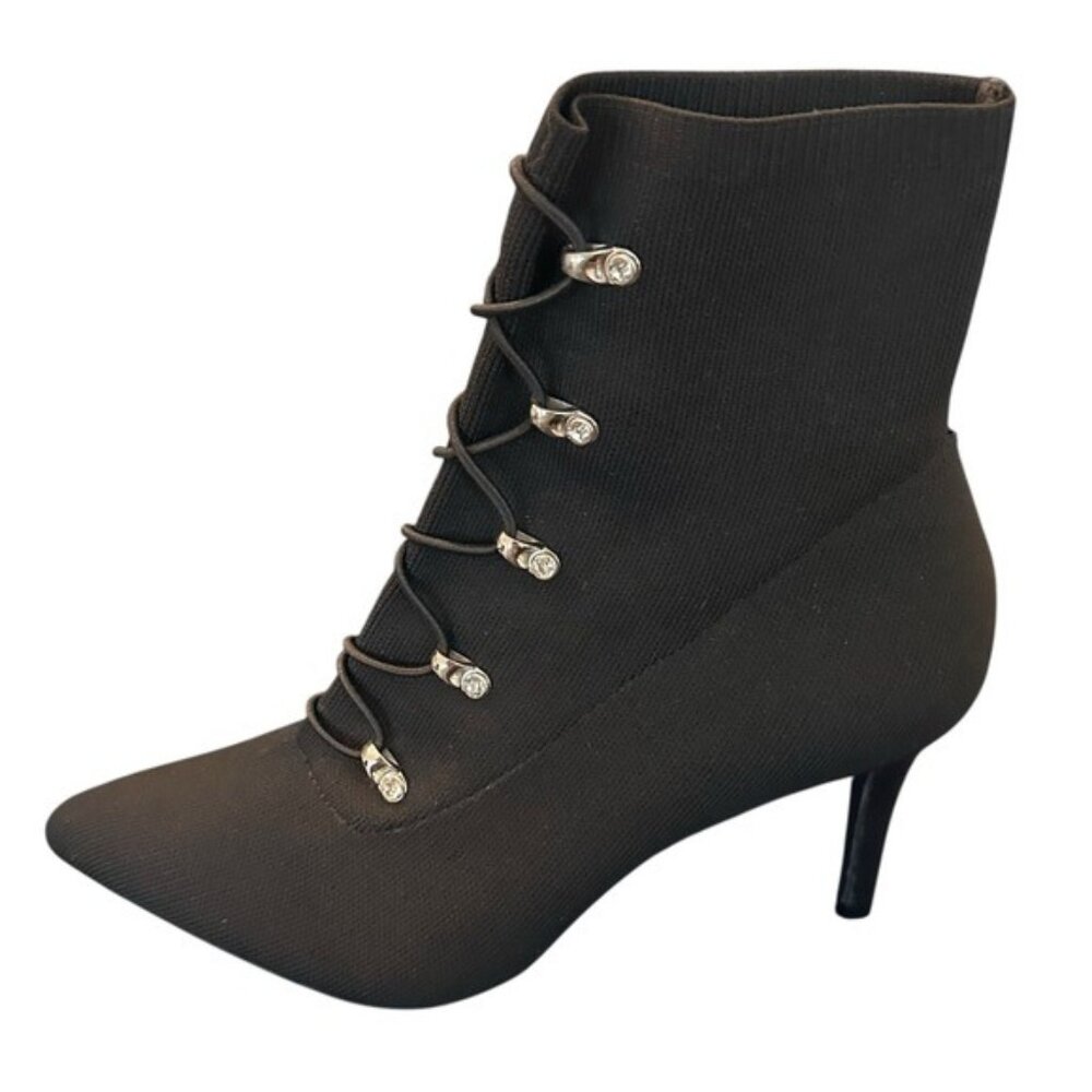 NWOT Sugar Tanikka Black Women's Lace Up Heeled Booties Size 9.5